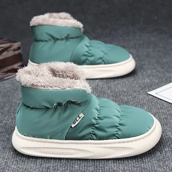 Мъжки и дамски топли зимни ботуши, Зимни Нови Корейски плюшени дебели Удобни нескользящие памучни обувки за пътуване на открито Ежедневни Обувь2024