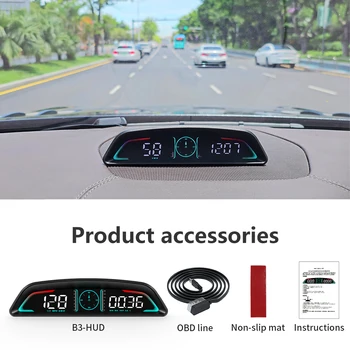 Нов Автомобил HUD B3 OBD Head Up Display Мултифункционален Дисплей, време, Скорост Обсег на движение на Времето в пътя на Разхода на гориво Напрежение