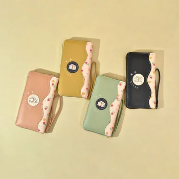 Нов дамски портфейл с цип, дълга Корея чанта за мобилен телефон, голям голям мультяшная модерна чанта с клипс
