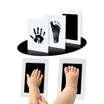 Новороденото дете НАПРАВИ си САМ Комплект за ръце и отпечатъци от краката на Мастило тампони Фоторамка Отпечатък от ръката на Магазини за Аксесоари за деца Сигурен чист подарък за бебе душ