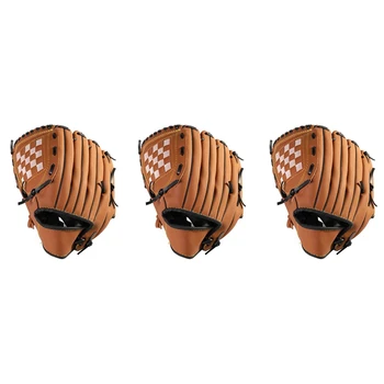 НОВОСТ-3X Спортна бейзболна ръкавица за практикуване на софтболом, дясната ръка, за възрастни мъже и жени, кафяв, 11,5 инча