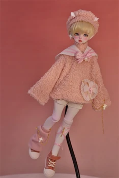 Облекло за кукли BJD 1/3 1/4, 1/5 от размера на скъпа кукла розов плюшен облекло за кукли BJD 1/3 1/4, 1/5 от набор от аксесоари за кукли (6 точки)