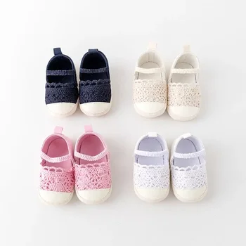 Обувки за малки момичета от мек памук, висококачествена и устойчива на плъзгане подметка, пролетно-летни сандали 0-9-18 месеца за малки момичета, нова мода