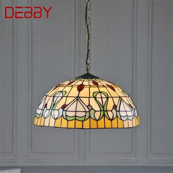 Окачен лампа DEBBY Tiffany Glass с креативен дизайн, ретро висящи тела, декорация за дома, трапезария, спалня, хотел