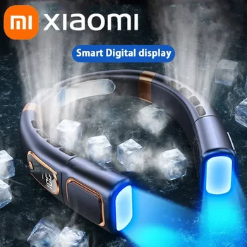 Окачен на шийката на фен Xiaomi 4000 ма Lce с магнитно охлаждане Преносим вентилатор Type-C без звук Мултифункционален електрически вентилатор без листа с подсветка