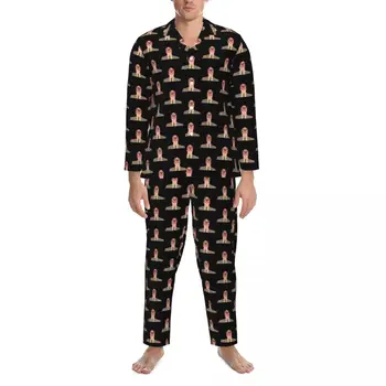 Пижамный комплект Дуайт Шрута, Пролетта на Забавно Човече, Скъпа Мека пижама за спалня, Двойка, 2 броя, Реколта пижама с принтом голям размер, подарък