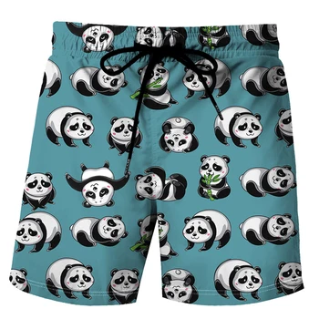 Плажни шорти с 3D принтом сладка панда, модерни дневни плажни шорти Kawaii, бански костюми, Къси панталони, Детски спортни дрехи, Долна облекло за панталони