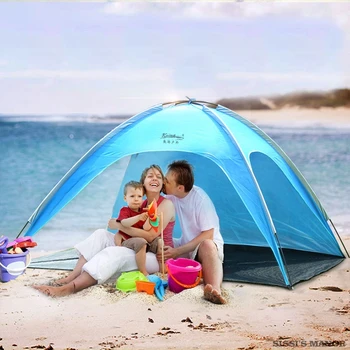 Преносим сверхлегкая плажна палатка за 2-3 човека, сгъваема беседка за нощуване на открито с 3-ма отворени врати, слънцезащитен крем със сребрист покритие през лятото