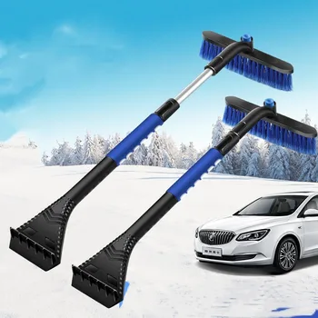 Прибиращ се четка-стъргалка за лед Сменяем инструмент за премахване на сняг с дръжка от стиропор, поворачивающаяся на 360 ° четка-стъргало за сняг за автомобил,