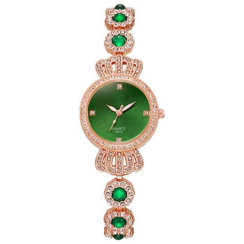 Производителите на нови кристали външната търговия на дамски часовници зелена гривна темперамент момичета кварцови часовници на едро