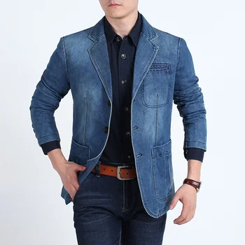 Пролет-есен нова мъжко яке 2023, ежедневното джинсовое палто в стил ретро, приталенная елегантен модерен луксозен яке на поръчка