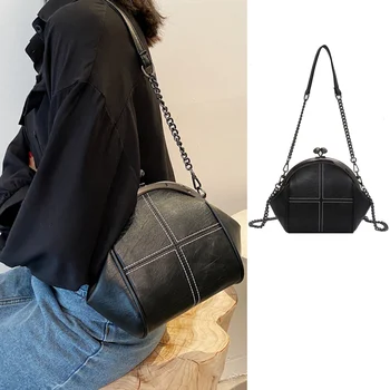 Реколта чанта-тоут с капаче във формата на миди, дамски чанти през рамо с веригата голям капацитет, луксозни дизайнерски дамски чанти през рамо от изкуствена кожа, портфейли