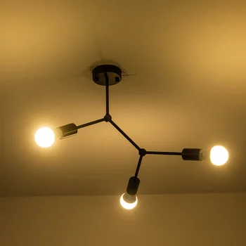 Ретро индустриален led тавана лампа в стил ретро с няколко глави за хол