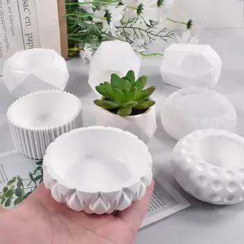 Саксия ръчно изработени, Силиконова форма с кръгла фигура, форма от епоксидна смола, форми за вази, форми за леене сочни растения, занаяти