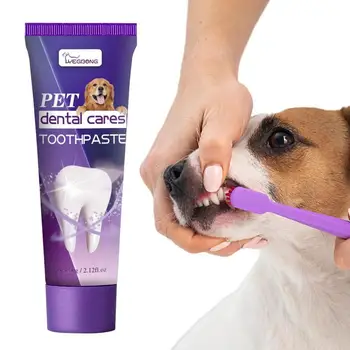Сигурна паста за зъби за почистване на зъбите на кучето, 60 g Гел за почистване на зъбите на кучето, Безопасно паста за зъби за кучета Намалява натрупването на прах върху зъбите, почиства зъбите