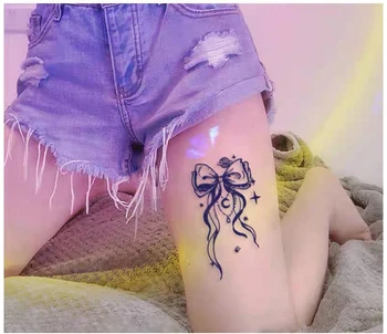 Стикер с татуировка под формата на билков сок с бантиком Нов сладък фестивал Hotwife Водоустойчив временни татуировки Изкуството на Фалшиви татуировки за жени Етикети