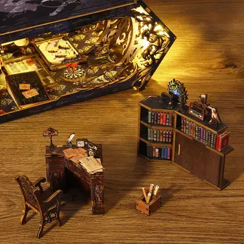 Стойка за книги с Дървена триизмерна събрана модел на къща ръчно изработени Бижута, аксесоари Офис, Библиотеки аксесоари
