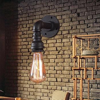 Таван на Американската индустрия Ретро Стенен лампа Коридори Бар Кафене Кръчма, Ресторант, с монтиран на стената лампа Реколта Имитация на Ръжда Водопроводна тръба Светлина