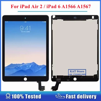 Тестван За iPad Air 2/iPad 6 2014 A1566 A1567 Дигитайзер с LCD Сензорен екран с Пълна Монтаж, Резервни Части за замяна на