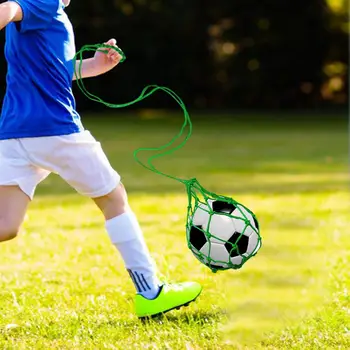 Тренажор за футболни удари, джобен футболен симулатор, мрежа за футболни топки, средство за тренировка единствен удар с крак за младежи и възрастни, найлон mesh bag