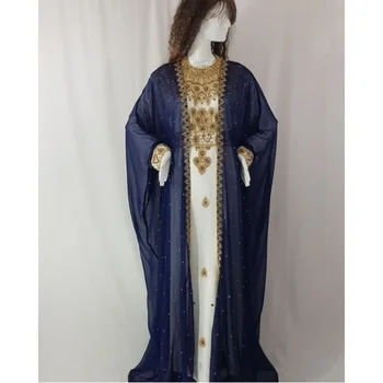 Тъмно сини caftans Farasha Абая Дубай, Мароко, много модерен, европейски и американски рокли.