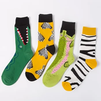 Цветни мъжки чорапи в стил животни, ежедневни чорапи за двойки