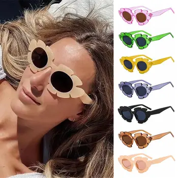 Цветни ретро Модни очила, слънчеви очила, котешко око, Плажни очила във формата на цвете