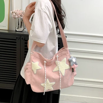 Чанта през рамо с хубав принтом звезда за момичета, дамски Японската ежедневни модерна чанта през рамо Y2k, градинска дрехи, чанти-тоут за студенти