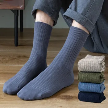 Чорапи Мъжки Есенно-зимни Бизнес Чорапи Мъжки Обикновена Прости Спортни Чорапи Мъжки Чорапи със Средна дължина, Calcetines Mujer